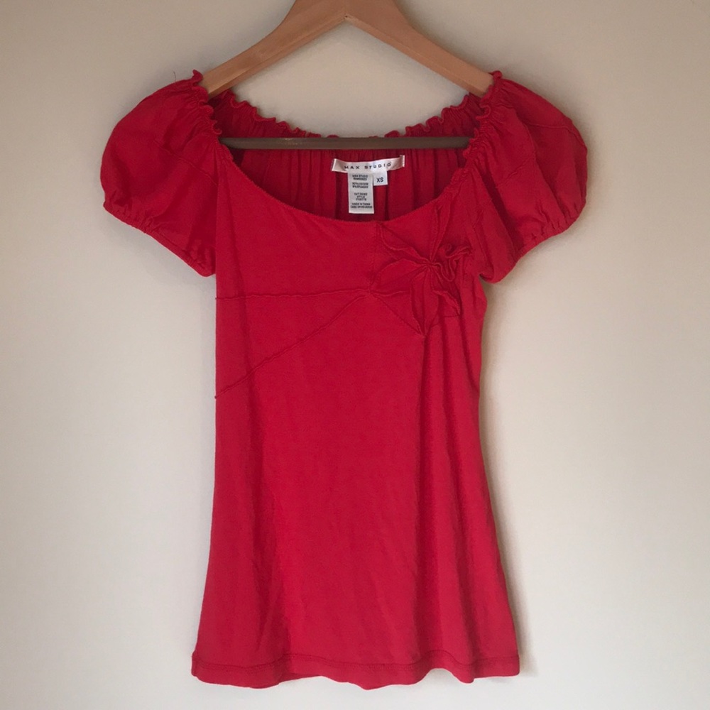 Max studio red flower dress top